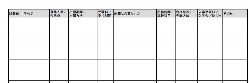 受験校スケジュール